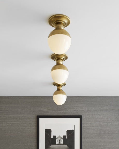 Hand-Rubbed Antique Brass & White Glass | Clark Flush Mount | Valley Ridge Furniture
