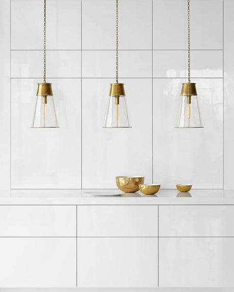 Hand-Rubbed Antique Brass and Clear Glass | Robinson Large Pendant | Valley Ridge Furniture