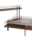 Natural Walnut Veneer & Polished Tempered Glass with Black Steel | BDI Terrace Slim Console Table | Valley Ridge Furniture