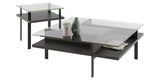 Charcoal Ash Veneer & Polished Tempered Glass with Black Aluminum | BDI Terrace End Table | Valley Ridge Furniture