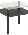 Charcoal Ash Veneer & Polished Tempered Glass with Black Aluminum | BDI Terrace End Table | Valley Ridge Furniture