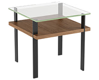 Natural Walnut Veneer & Polished Tempered Glass with Black Aluminum | BDI Terrace End Table | Valley Ridge Furniture
