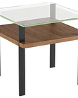 Natural Walnut Veneer & Polished Tempered Glass with Black Aluminum | BDI Terrace End Table | Valley Ridge Furniture