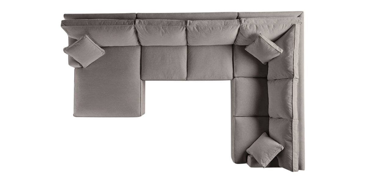 Vertual Fabric Almond | Camden 3-Piece Large Chaise Sectional | Valley Ridge Furniture