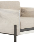Oak Sand Fabric & Whitewash Guanacaste with Gunmetal Iron | Woodrow Armchair | Valley Ridge Furniture