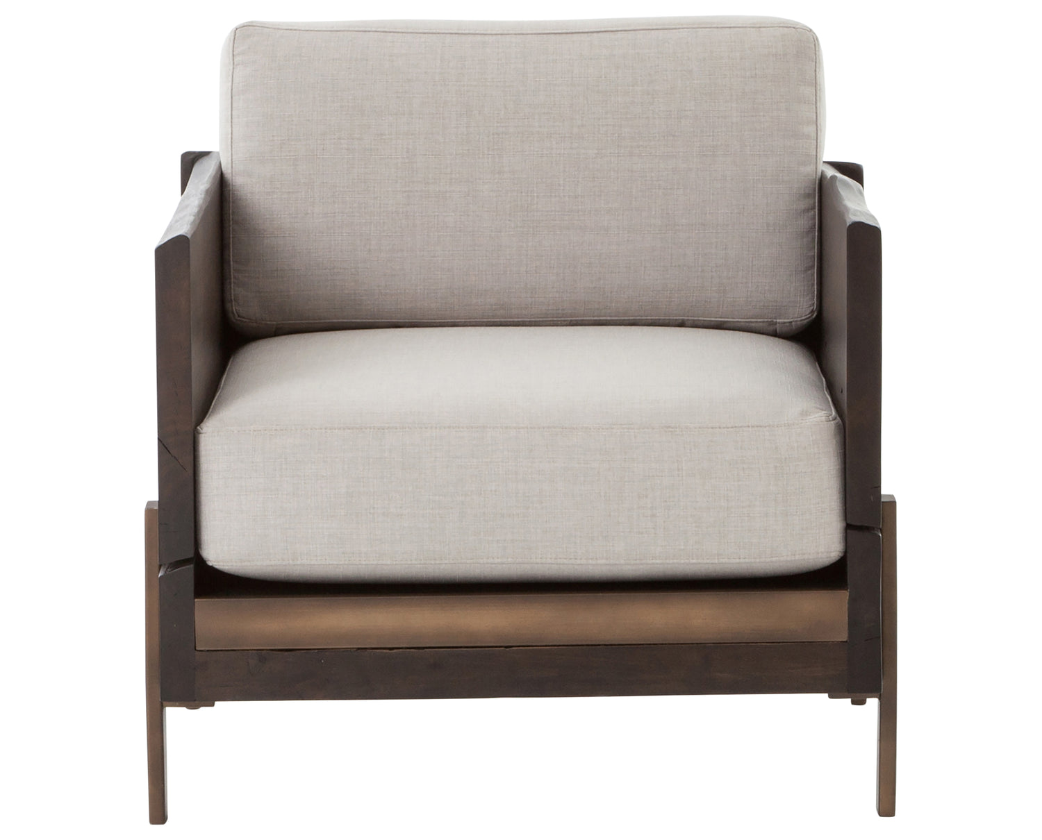 Bennett Moon Fabric & Dark Alder with Antique Bronze Iron | Woodrow Armchair | Valley Ridge Furniture