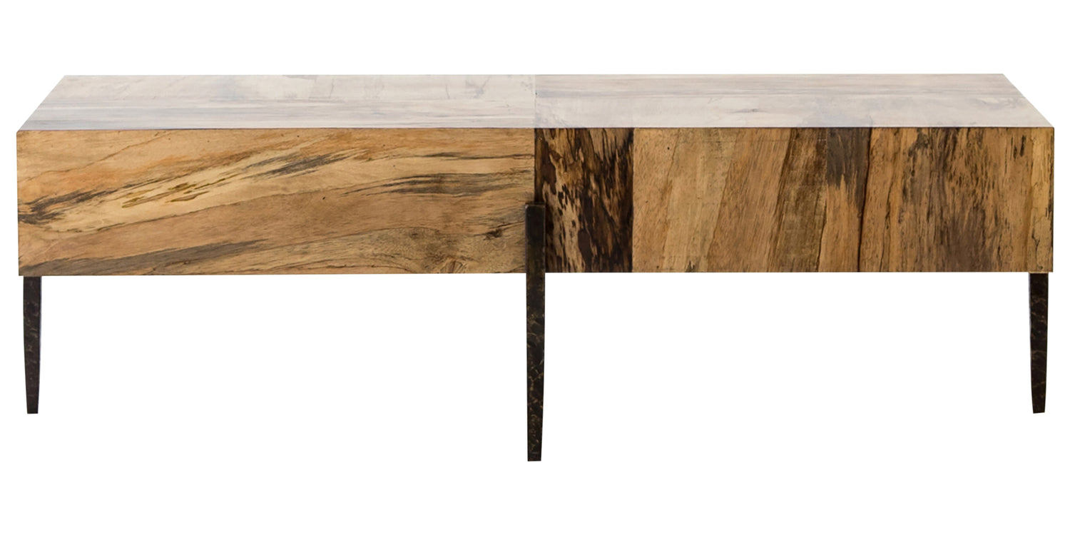 Spalted Primavera with Dark Hammered Iron | Indra Coffee Table | Valley Ridge Furniture