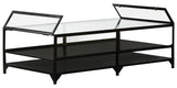 Black Iron with Tempered Glass | Shadow Box Coffee Table | Valley Ridge Furniture