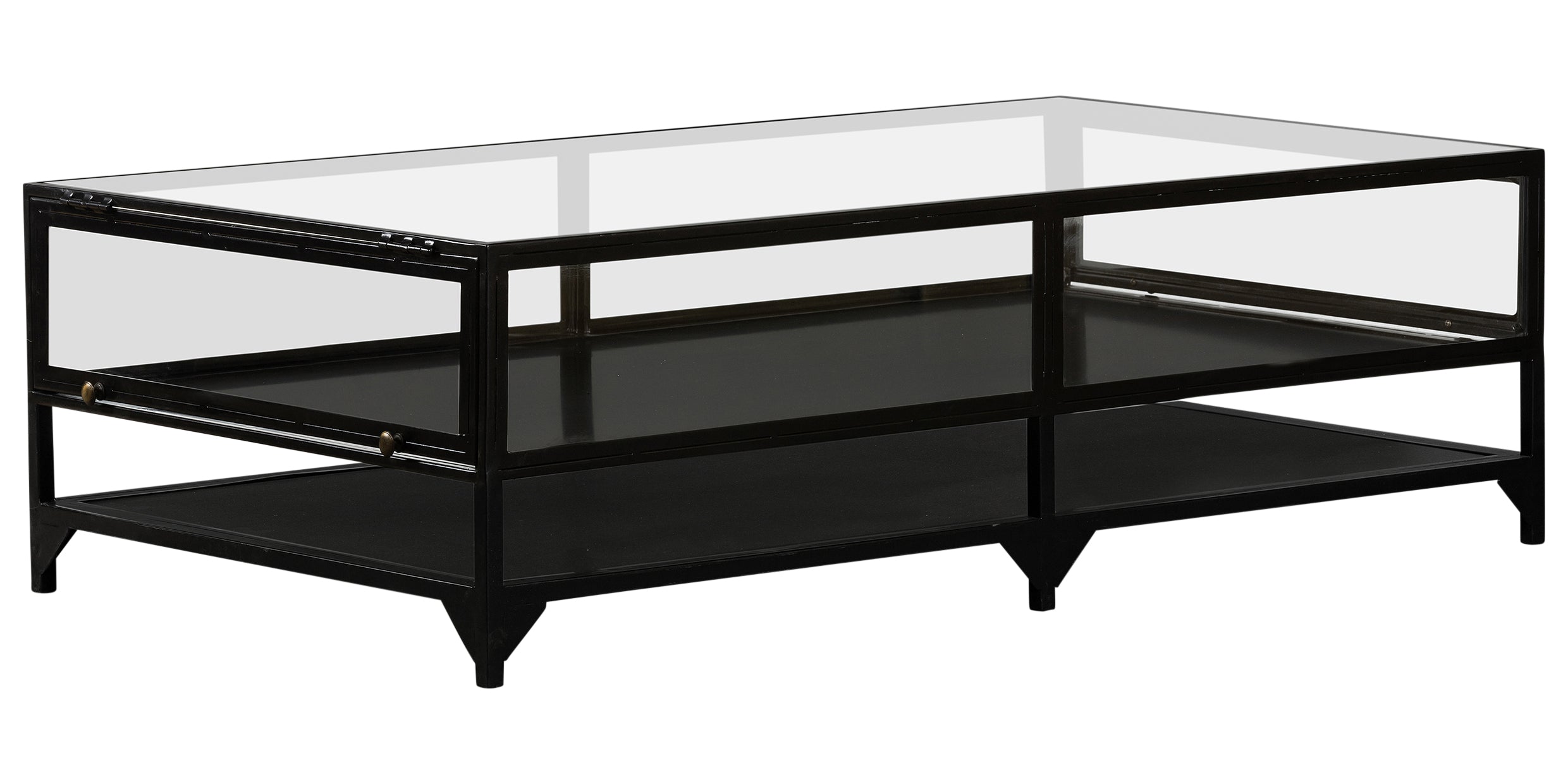 Black Iron with Tempered Glass | Shadow Box Coffee Table | Valley Ridge Furniture