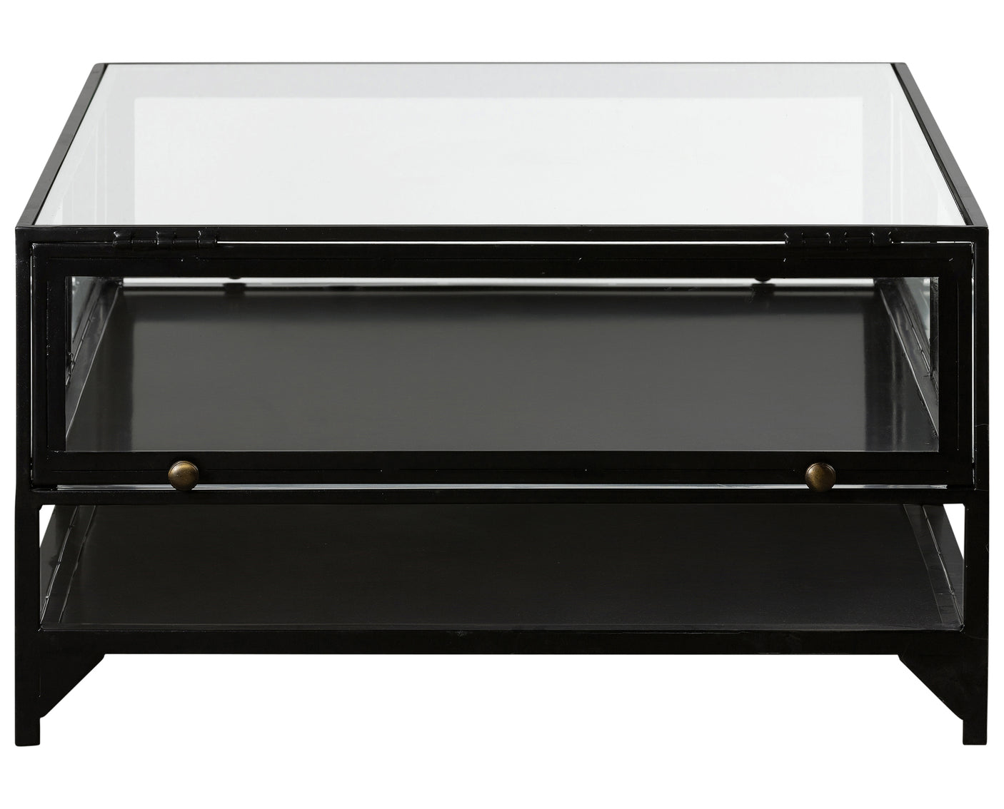 Black Iron with Tempered Glass | Shadow Box Coffee Table | Valley Ridge Furniture