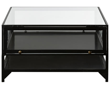 Black Iron with Tempered Glass | Shadow Box Coffee Table | Valley Ridge Furniture