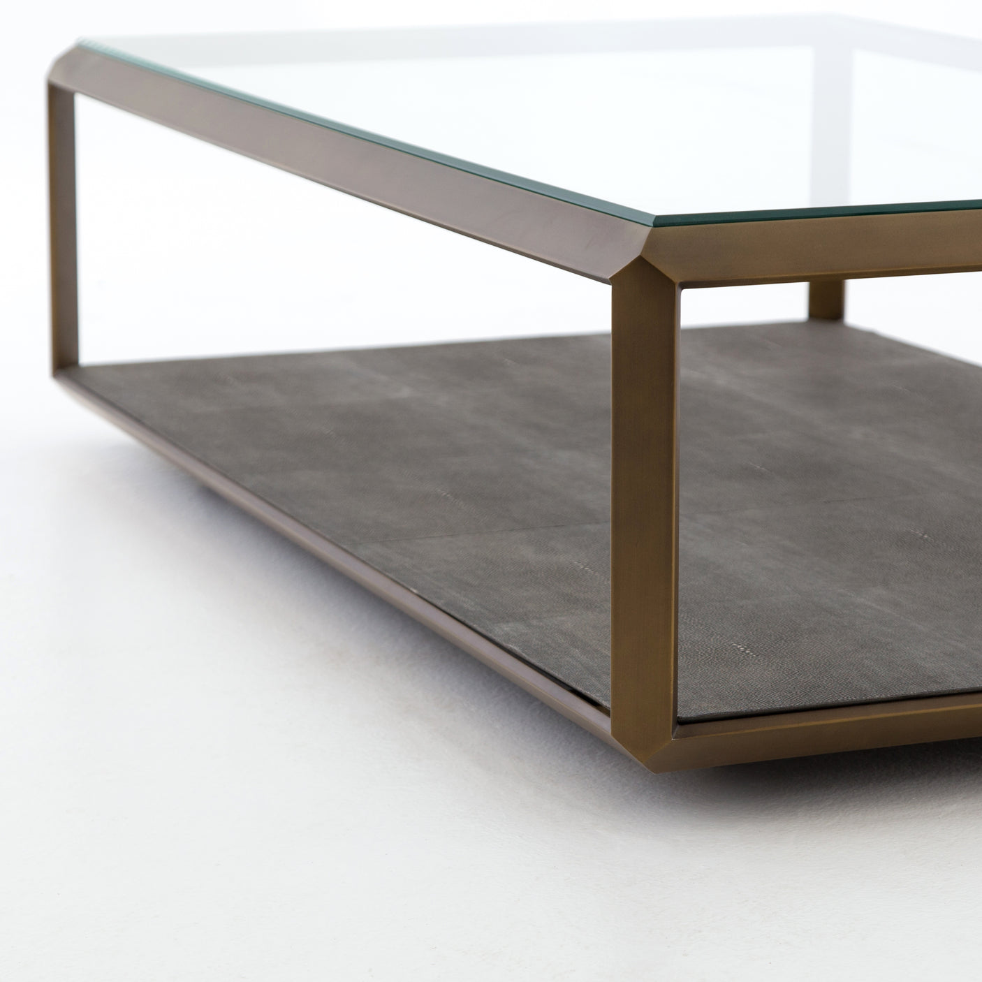 Grey Shagreen & Antique Brass | Shagreen Shadow Box Coffee Table | Valley Ridge Furniture
