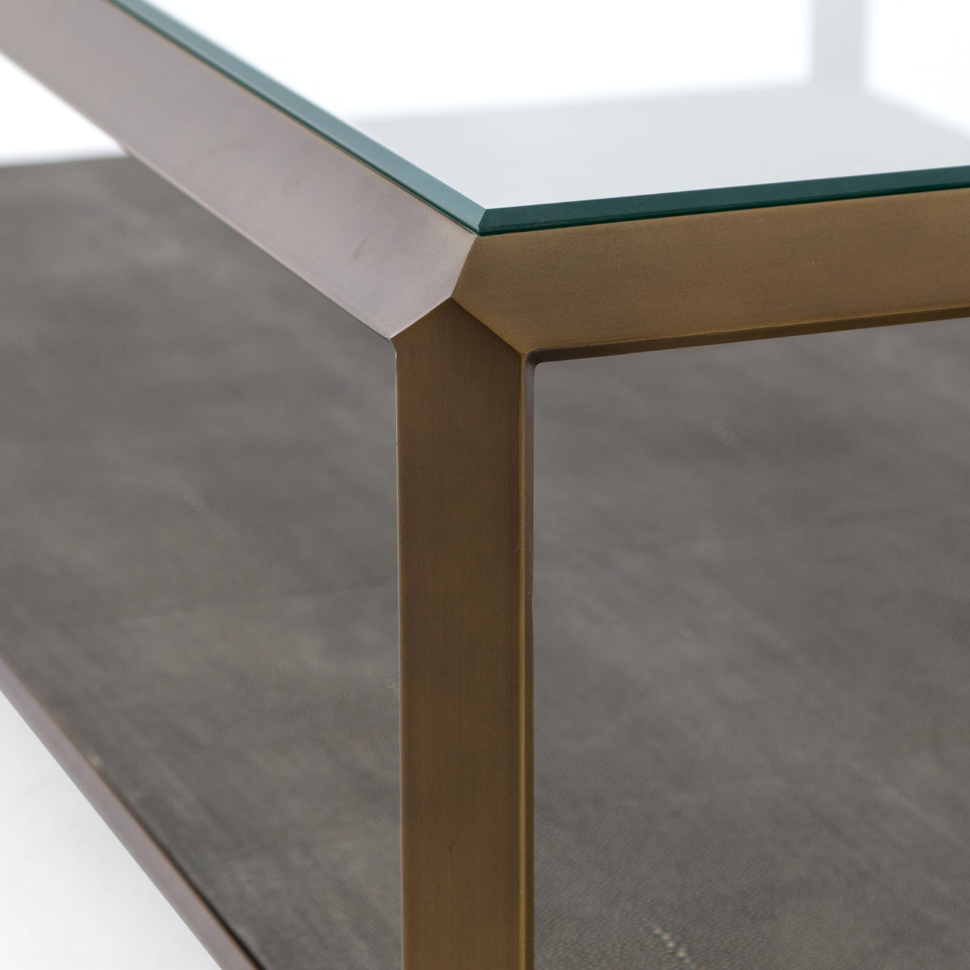 Grey Shagreen & Antique Brass | Shagreen Shadow Box Coffee Table | Valley Ridge Furniture