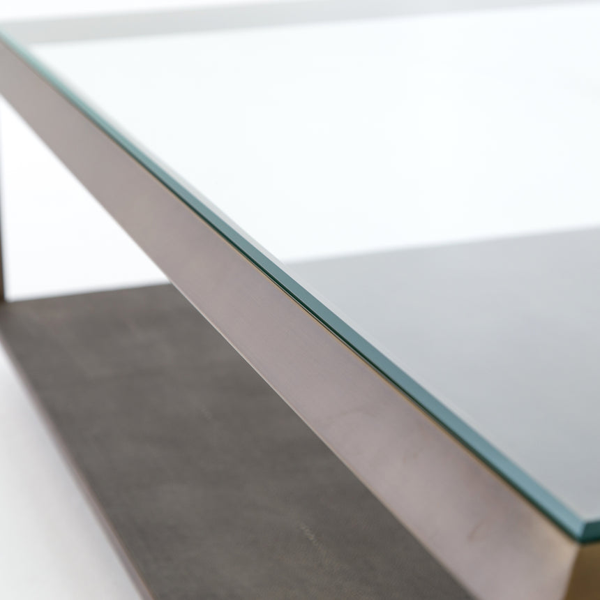 Grey Shagreen & Antique Brass | Shagreen Shadow Box Coffee Table | Valley Ridge Furniture
