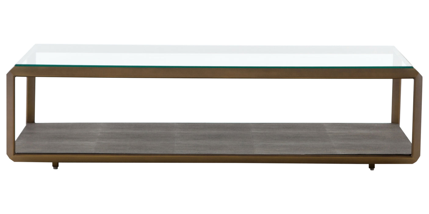 Grey Shagreen & Antique Brass | Shagreen Shadow Box Coffee Table | Valley Ridge Furniture