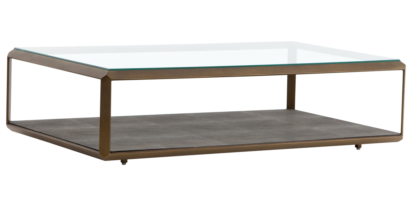 Grey Shagreen & Antique Brass | Shagreen Shadow Box Coffee Table | Valley Ridge Furniture