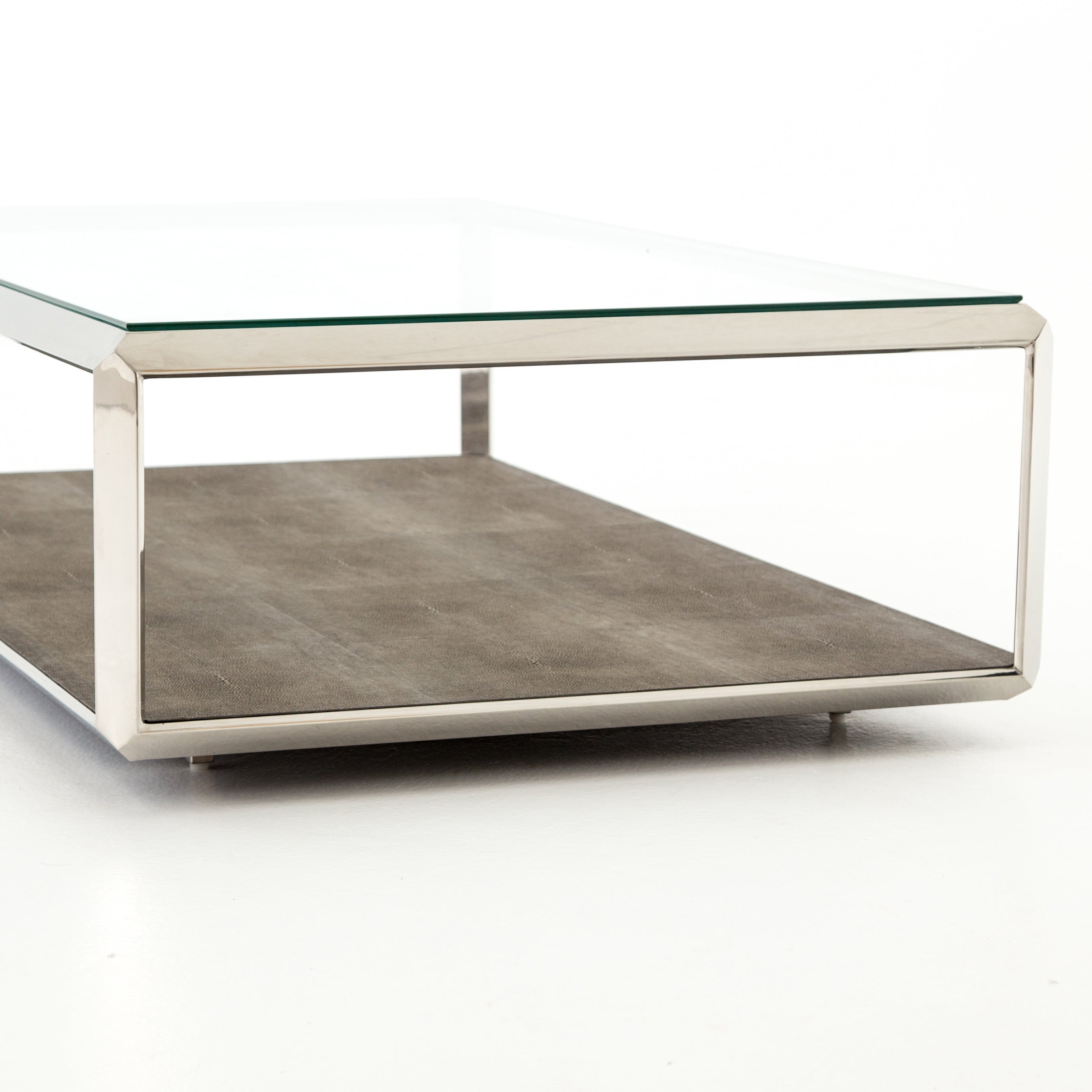 Brown Shagreen &amp; Stainless Steel | Shagreen Shadow Box Coffee Table