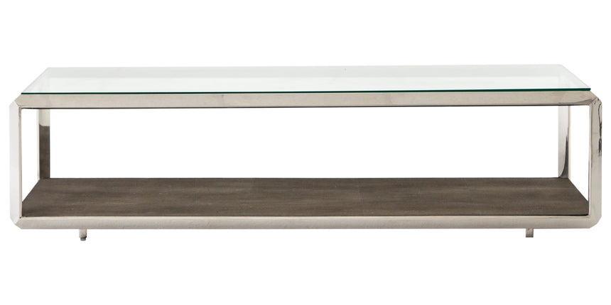 Brown Shagreen & Stainless Steel | Shagreen Shadow Box Coffee Table