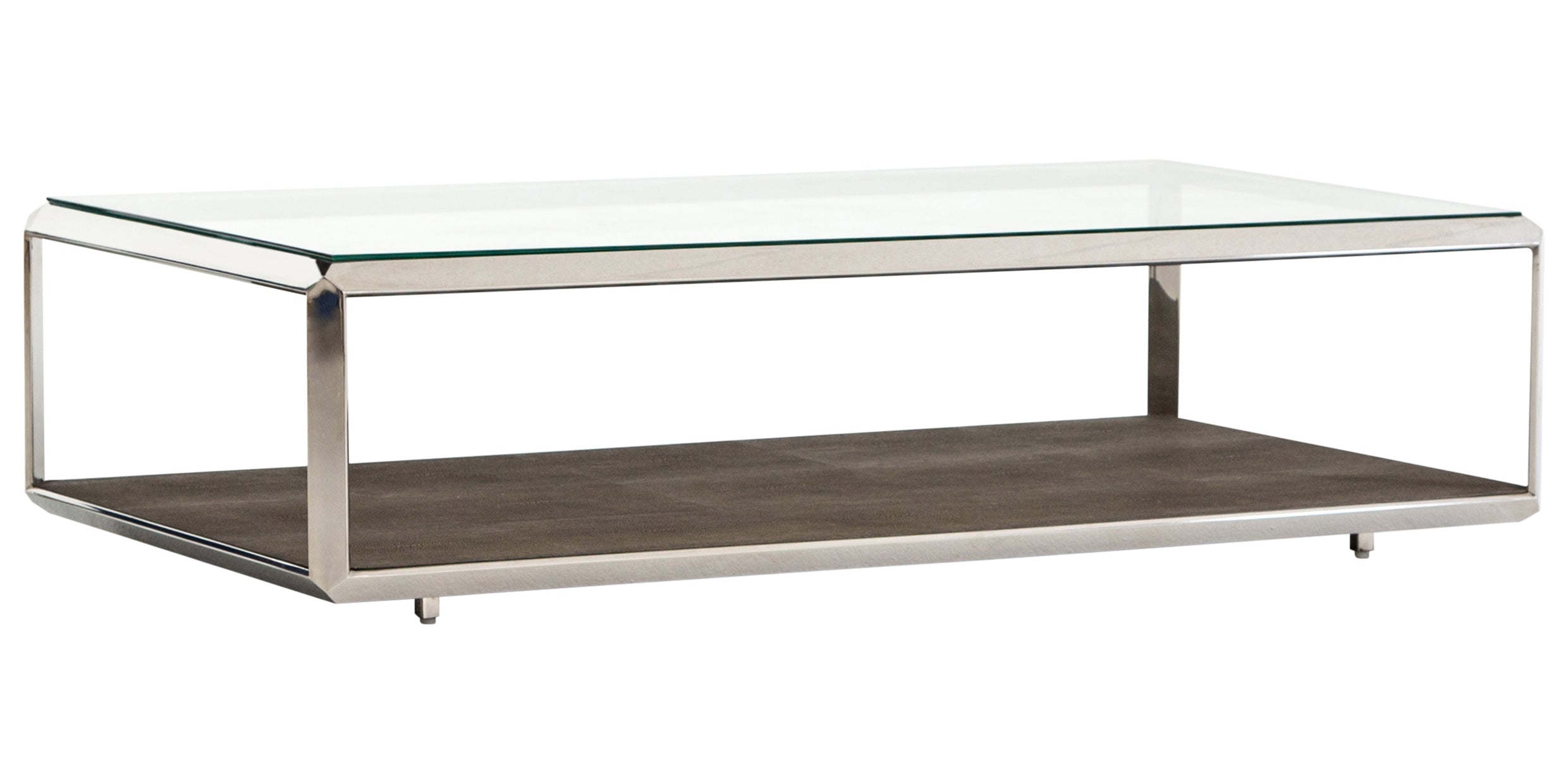 Brown Shagreen &amp; Stainless Steel | Shagreen Shadow Box Coffee Table