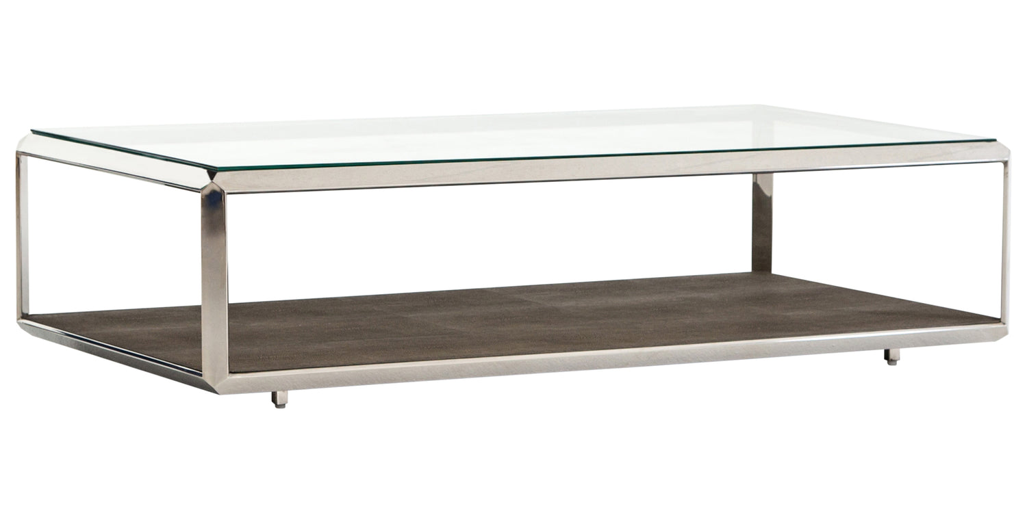 Brown Shagreen & Stainless Steel | Shagreen Shadow Box Coffee Table