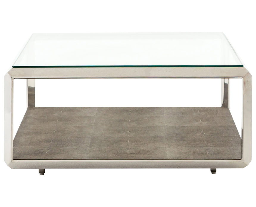 Brown Shagreen & Stainless Steel | Shagreen Shadow Box Coffee Table