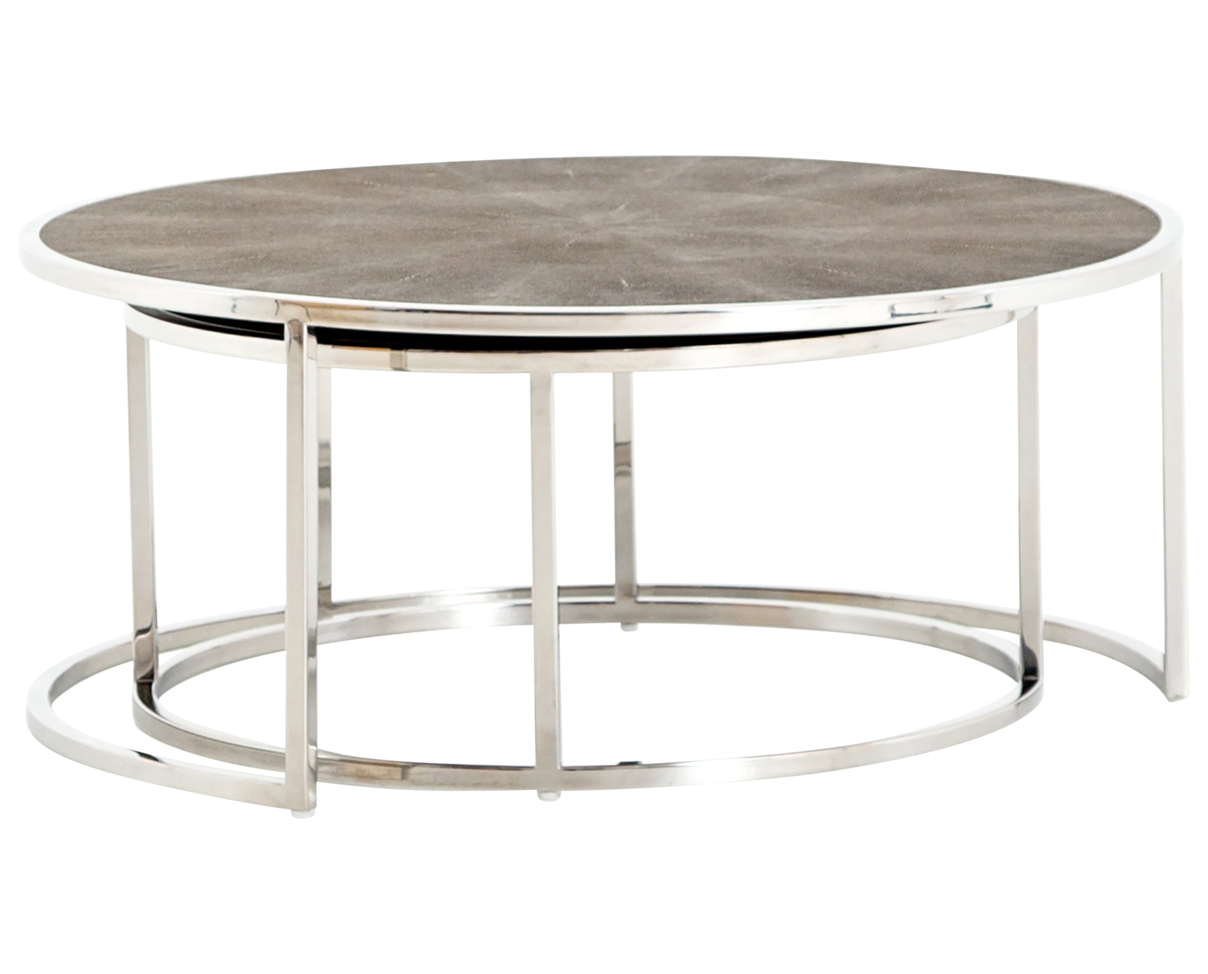 Brown Shagreen &amp; Stainless Steel | Shagreen Nesting Coffee Table | Valley Ridge Furniture