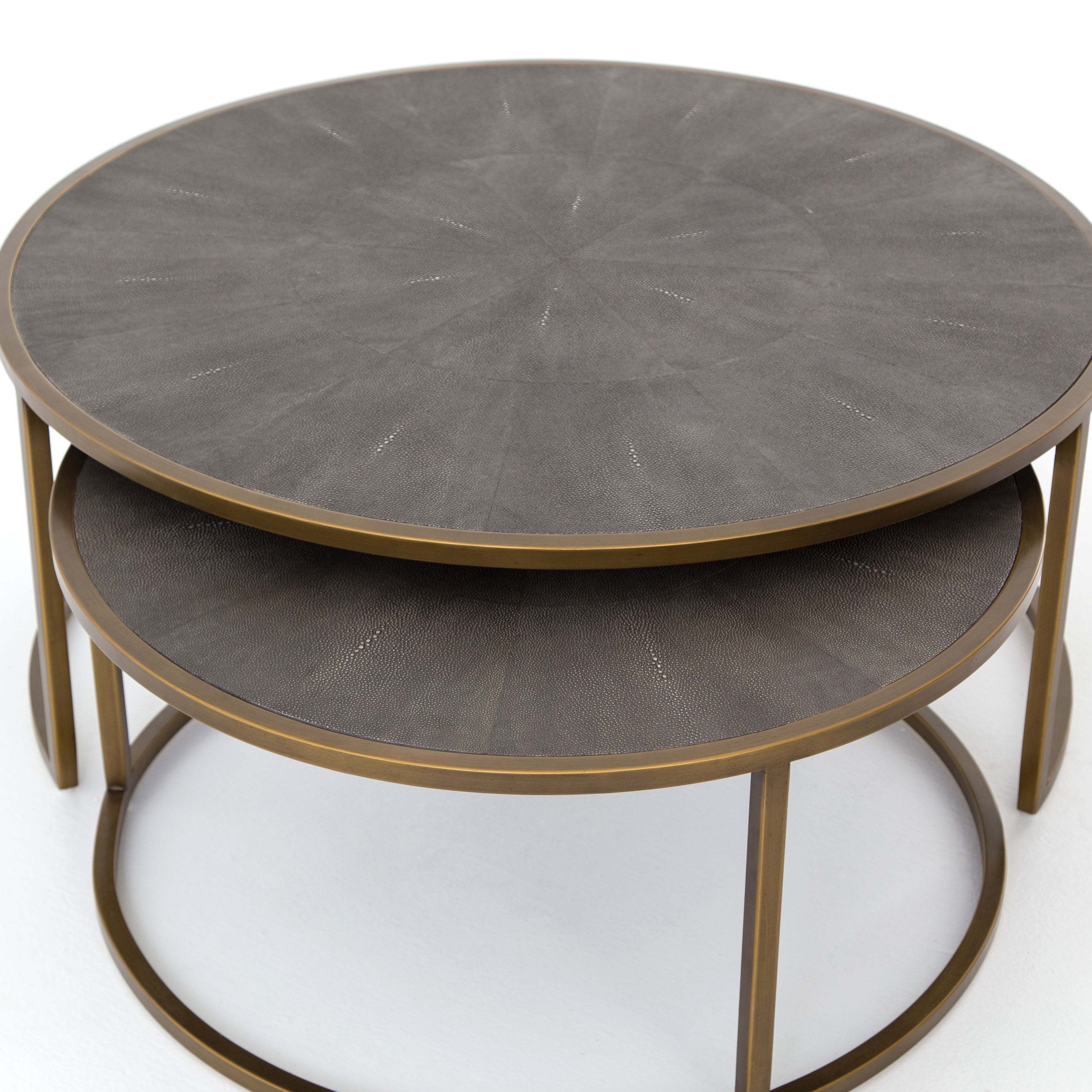 Grey Shagreen &amp; Antique Brass | Shagreen Nesting Coffee Table | Valley Ridge Furniture