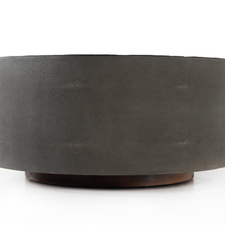 Natural Peroba & Charcoal Shagreen with Rust Acacia | Crosby Round Coffee Table | Valley Ridge Furniture