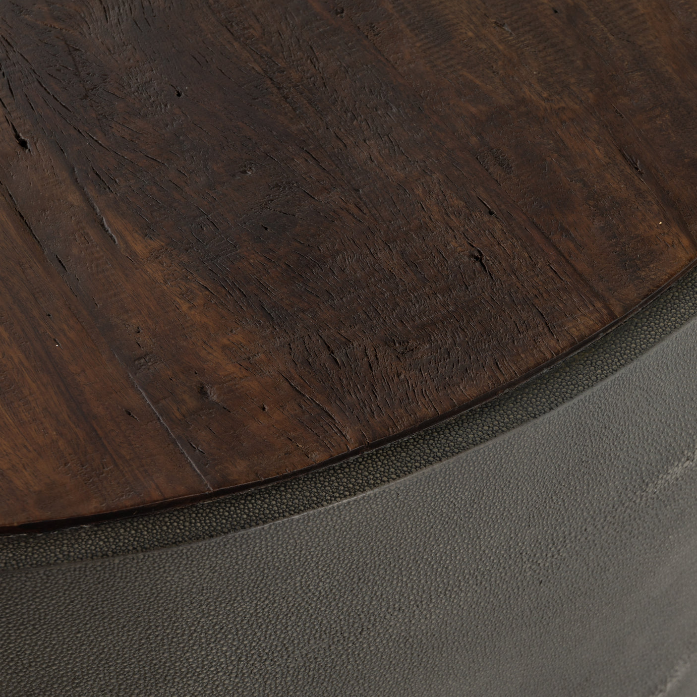 Natural Peroba & Charcoal Shagreen with Rust Acacia | Crosby Round Coffee Table | Valley Ridge Furniture