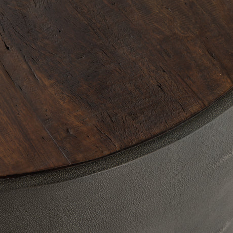 Natural Peroba & Charcoal Shagreen with Rust Acacia | Crosby Round Coffee Table | Valley Ridge Furniture