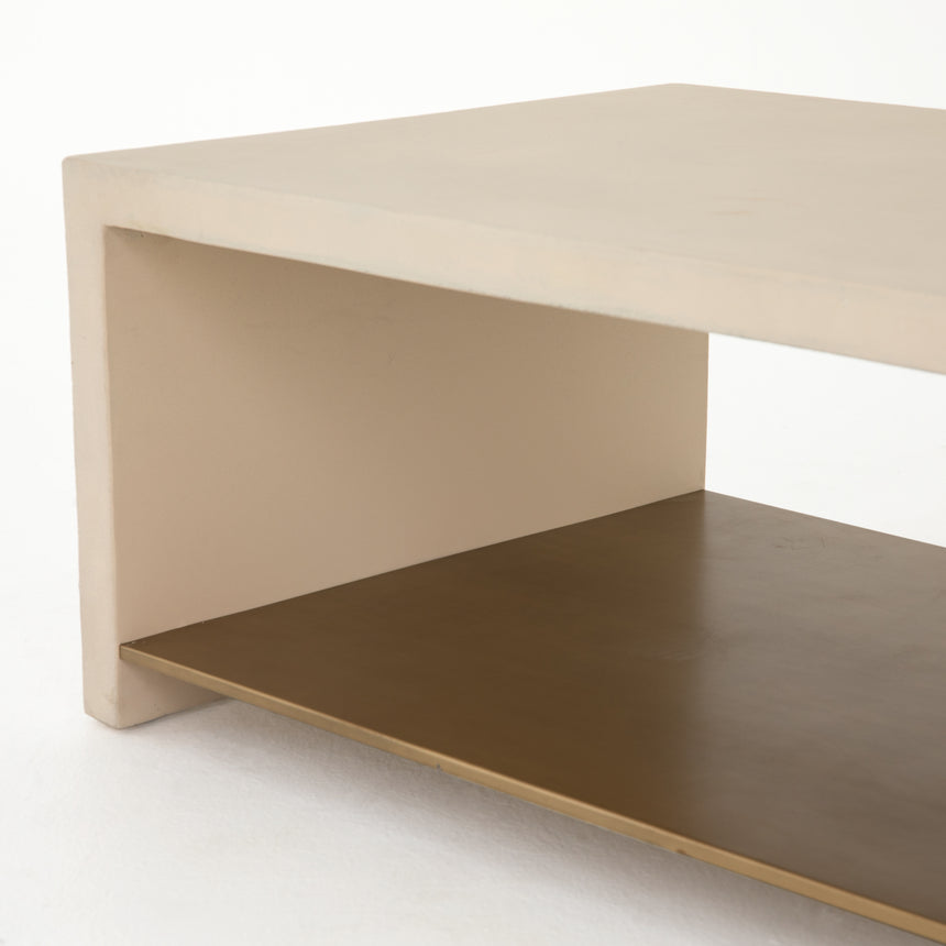Parchment White Concrete with Antique Brass | Hugo Coffee Table | Valley Ridge Furniture