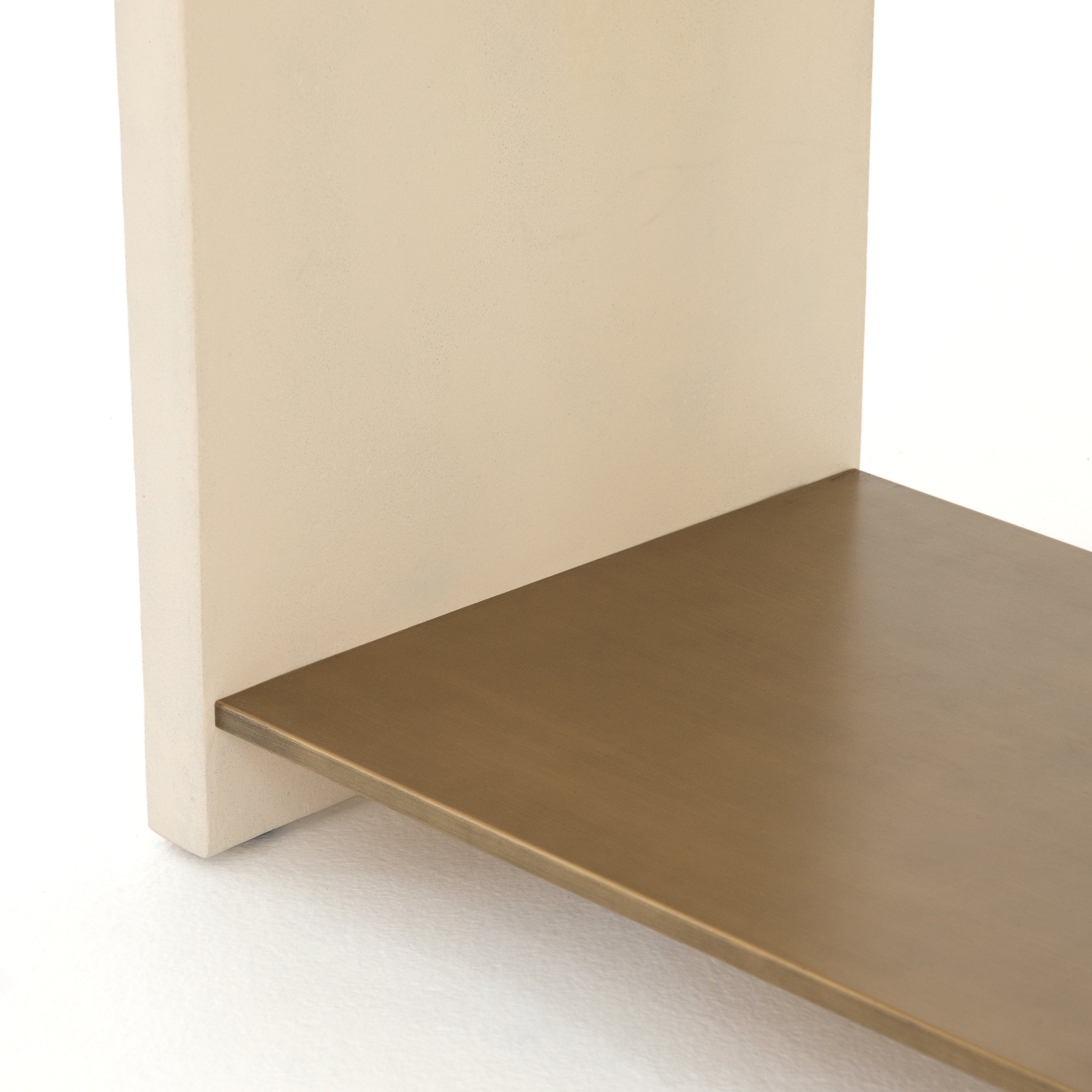 Parchment White Concrete with Antique Brass | Hugo End Table | Valley Ridge Furniture