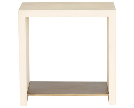 Parchment White Concrete with Antique Brass | Hugo End Table | Valley Ridge Furniture