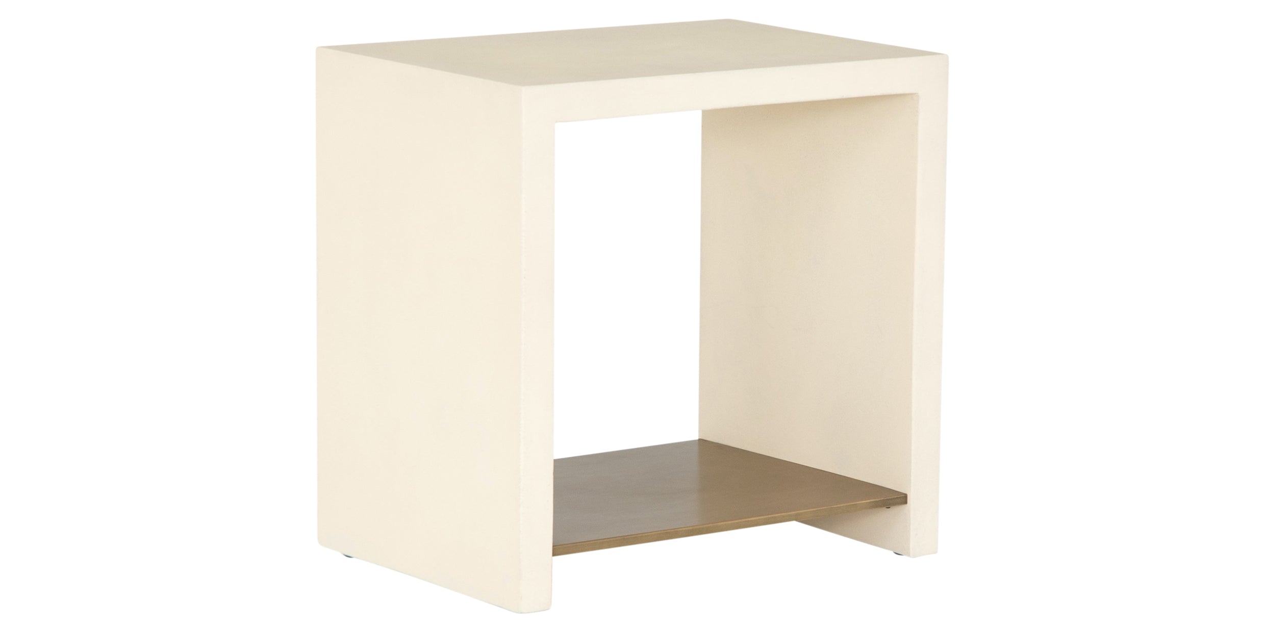 Parchment White Concrete with Antique Brass | Hugo End Table | Valley Ridge Furniture