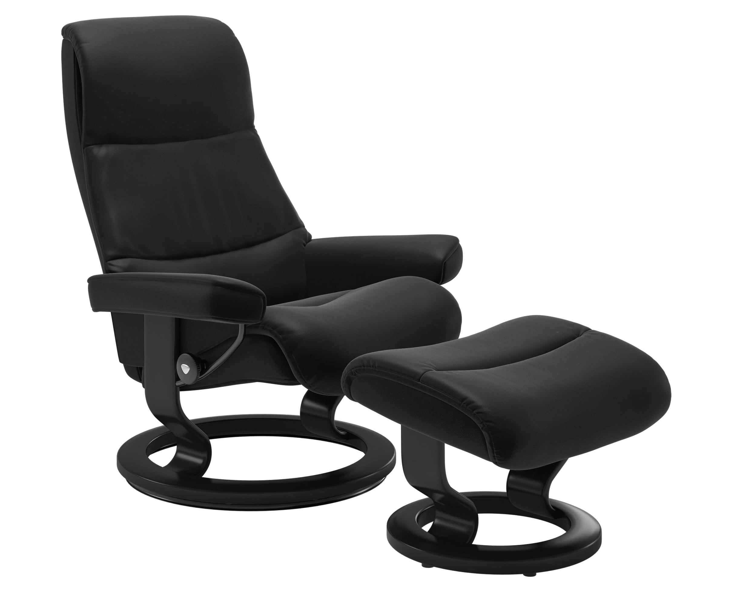 Paloma Leather Special Black S/M/L &amp; Black Base | Stressless View Classic Recliner | Valley Ridge Furniture