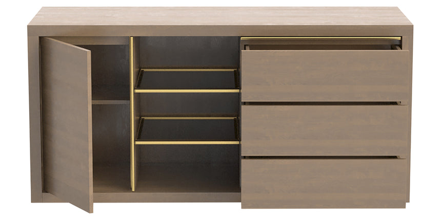 Pecan Washed & GL Metal Gold | Canadel Modern Buffet 6330 | Valley Ridge Furniture