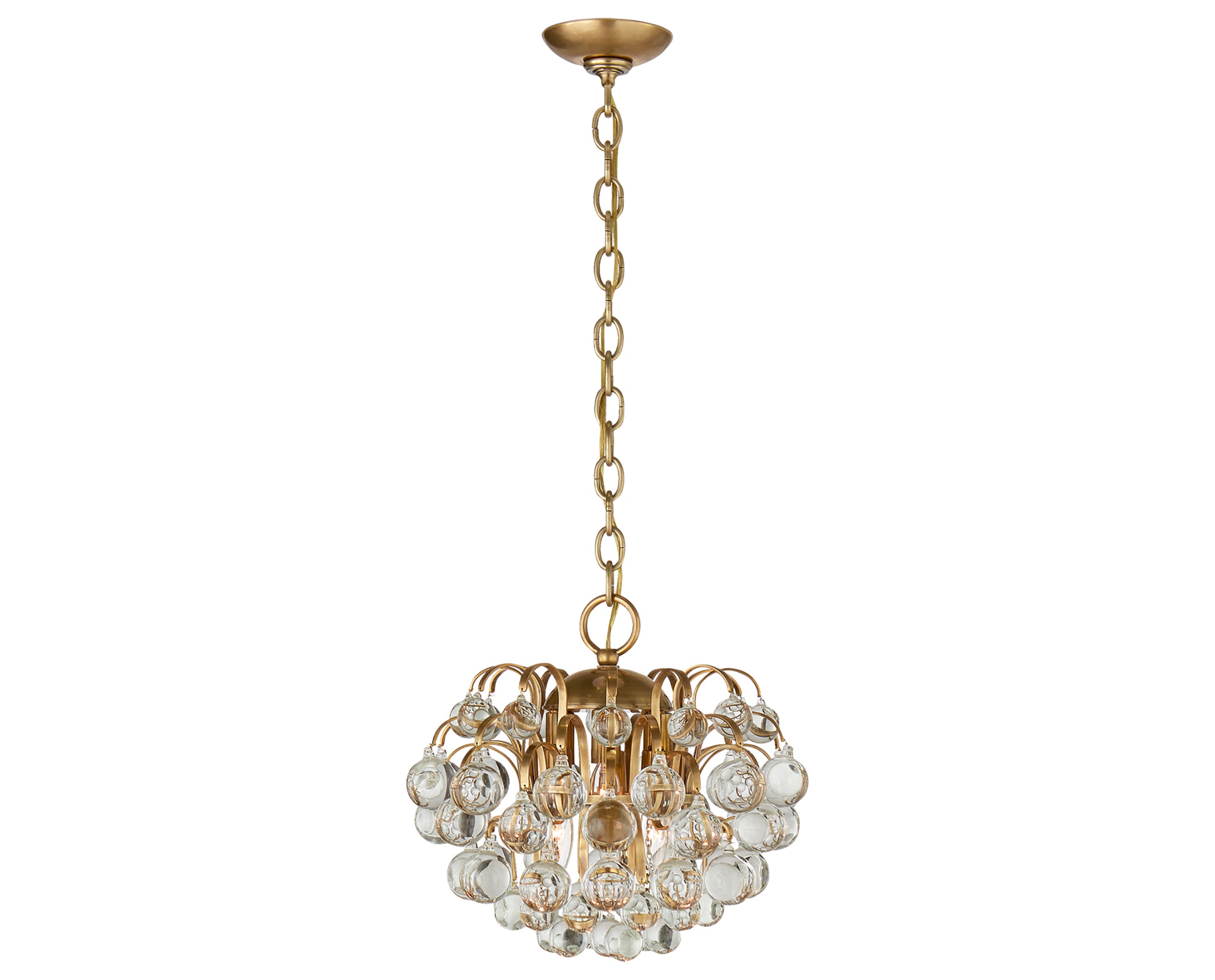 Hand-Rubbed Antique Brass &amp; Crystal Glass | Bellvale Small Chandelier | Valley Ridge Furniture