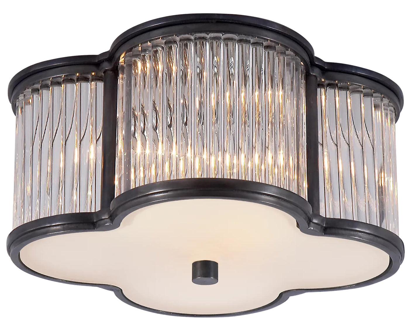 Gun Metal and Clear Glass Rods & Frosted Glass | Basil Small Flush Mount | Valley Ridge Furniture