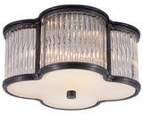 Gun Metal and Clear Glass Rods & Frosted Glass | Basil Small Flush Mount | Valley Ridge Furniture