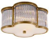 Natural Brass and Clear Glass Rods & Frosted Glass | Basil Small Flush Mount | Valley Ridge Furniture