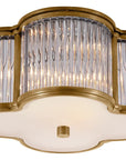 Natural Brass and Clear Glass Rods & Frosted Glass | Basil Small Flush Mount | Valley Ridge Furniture