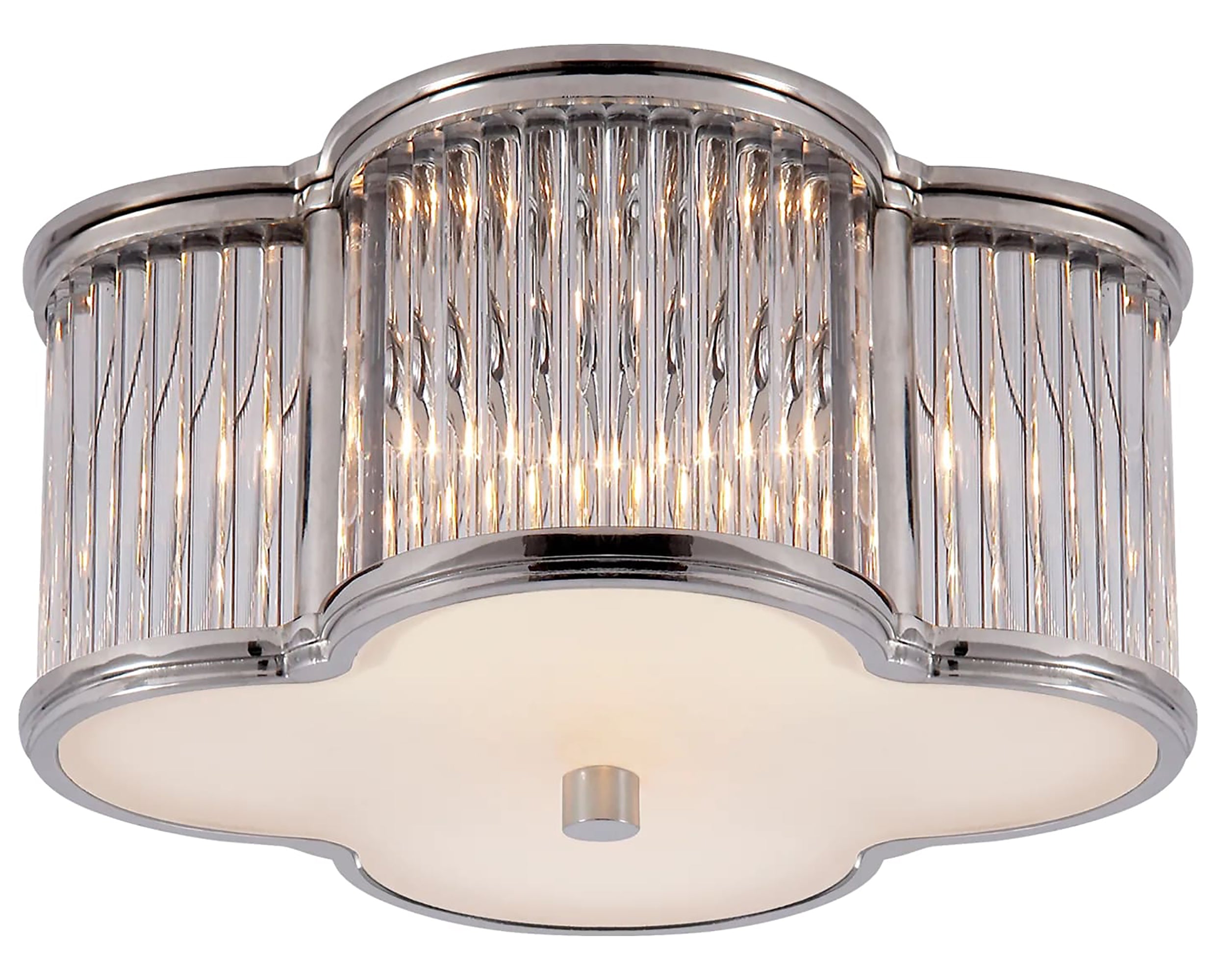 Polished Nickel and Clear Glass Rods & Frosted Glass | Basil Small Flush Mount | Valley Ridge Furniture