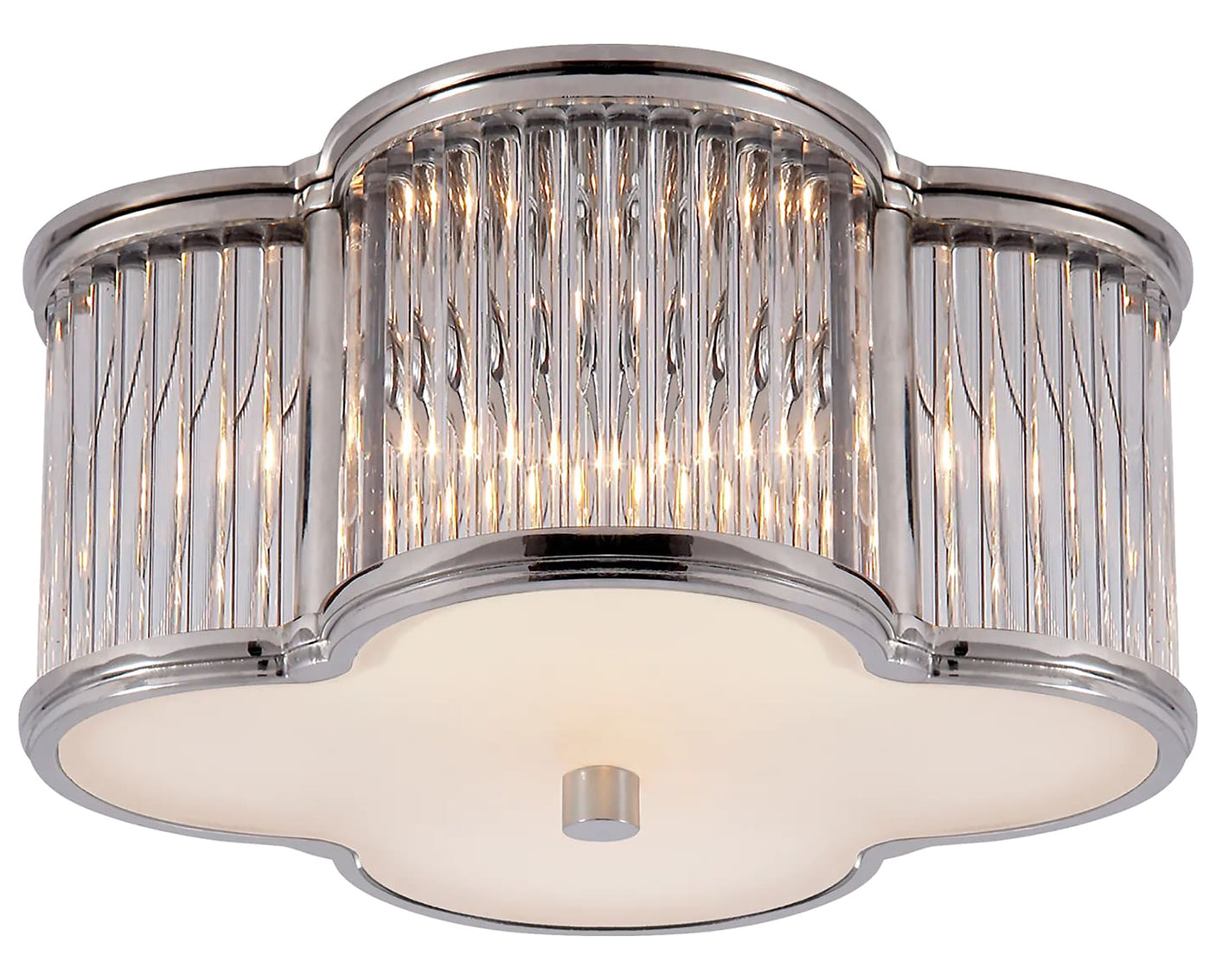 Polished Nickel and Clear Glass Rods & Frosted Glass | Basil Small Flush Mount | Valley Ridge Furniture