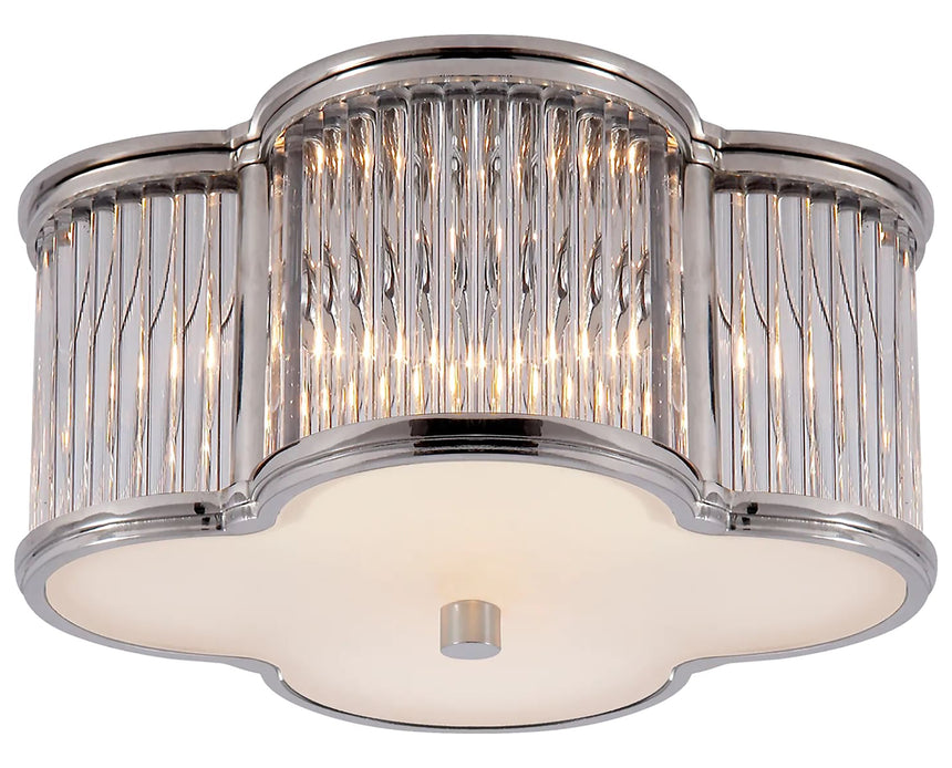 Polished Nickel and Clear Glass Rods & Frosted Glass | Basil Small Flush Mount | Valley Ridge Furniture