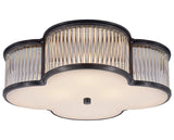 Gun Metal and Clear Glass Rods & Frosted Glass | Basil 17" Flush Mount | Valley Ridge Furniture