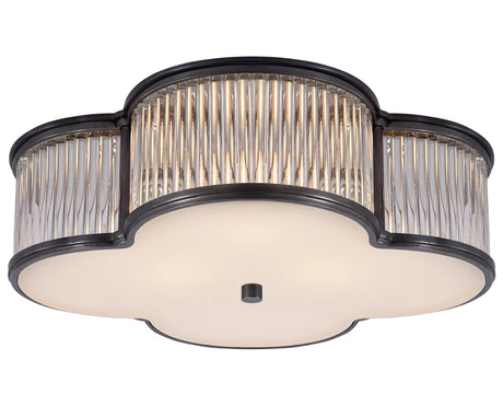 Gun Metal and Clear Glass Rods & Frosted Glass | Basil 17" Flush Mount | Valley Ridge Furniture