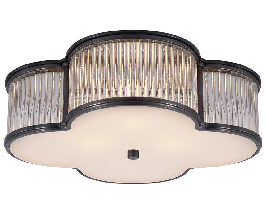 Gun Metal and Clear Glass Rods & Frosted Glass | Basil 17" Flush Mount | Valley Ridge Furniture