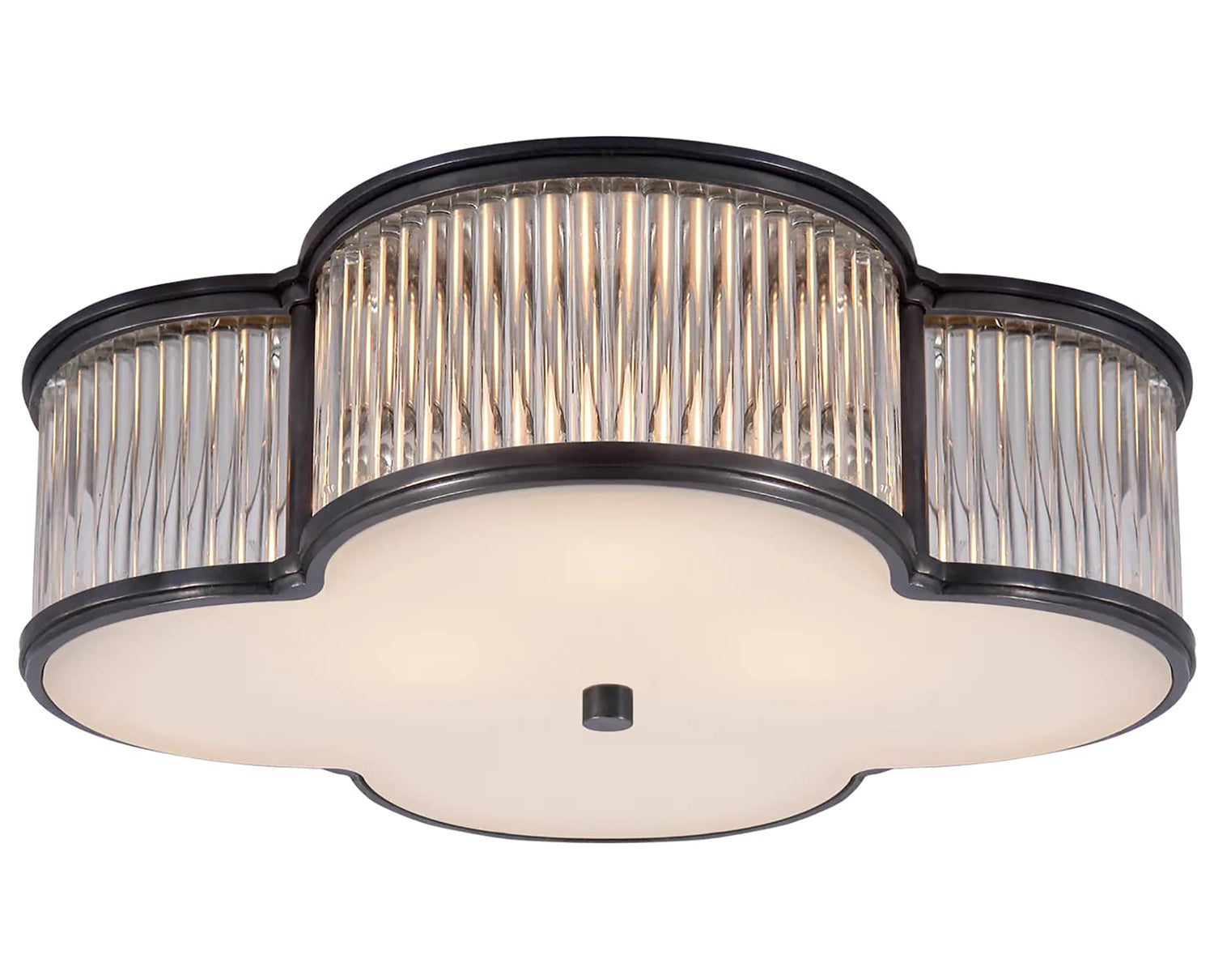 Gun Metal and Clear Glass Rods & Frosted Glass | Basil 17" Flush Mount | Valley Ridge Furniture