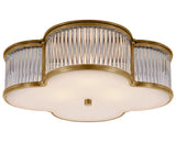 Natural Brass and Clear Glass Rods & Frosted Glass | Basil 17" Flush Mount | Valley Ridge Furniture