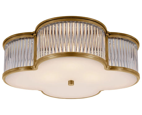 Natural Brass and Clear Glass Rods & Frosted Glass | Basil 17" Flush Mount | Valley Ridge Furniture